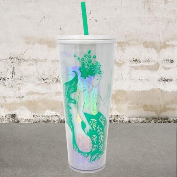 Starbucks 2022 Holiday MERMAID Iridescent Siren Cold Cup 24 oz Tumbler  NEW - Picture 1 of 3